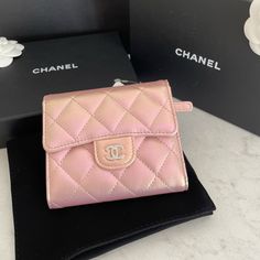 Pink Chanel Wallet, Pink Wallets, Chanel Card Holder, Chanel Long Wallet, Chanel Chevron, Pink Wallet, Red Chanel, Quilted Wallet, Pink Chanel