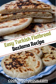 A flatbread is a type of thin bread made with flour, a type of liquid (generally water, milk, or yogurt), and salt. The dough is then portioned and rolled into flattened dough. Turkish Flatbread Recipe, Homemade Flatbread, Chewy Bread, Flatbread Recipe, The Villages