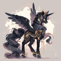 an image of a black pony with wings