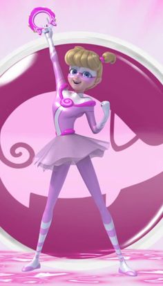 barbie ballerina dancing on stage in front of a pink circle with the letter g