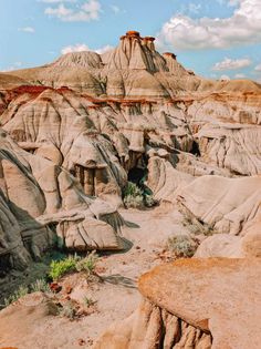 the desert is filled with rock formations and trees