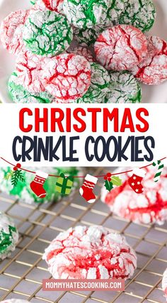 christmas crinkle cookies with cake mix Cake Mix Cookies Christmas, Best Cake Mix Cookies, Cookies With Cake Mix, Christmas Crinkle Cookies, Holiday Deserts, Best Cake Mix, Crackle Cookies, Crinkle Cookies Recipe, Lemon Crinkle Cookies