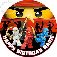 a lego ninja birthday sticker with the words happy birthday