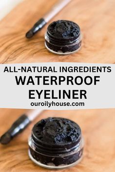 Homemade waterproof eyeliner made with beeswax, oil, and activated charcoal. With just 3 ingredients, it is super easy to make and use. Homemade Makeup Products, Natural Makeup Diy, Homemade Eyeliner, Homemade Cosmetics Recipes, 3 Ingredient Recipe, Diy Makeup Recipe, Making Cosmetics