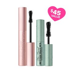 $45.00 $28.80 at checkout! Mascara Duo | Too Faced Better Than Sex Original + Waterproof Mascara Set - Black - NET WT. 0.44 oz/12.8 ml Concealer Guide, Mascara Guide, Plumping Lipstick, Mascara Set, Mascara Primer, Highlighter Set, Natural Foundation, Lash Primer, Skin Foundation