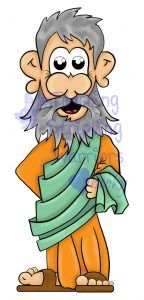 an image of a cartoon character with a beard and mustache holding a scarf in his hand