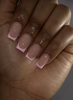 Short Birthday Nails Almond, Nail Inspo For 6th Graders, Short Acrylic Nails Regular Polish, Peach Tips Acrylic Nails, Nails For Freshman Year, Simple Nail Ideas Black Women, Nails For 5th Grade Graduation, Simple Nails Dark Skin, Back To School Nails Black People