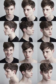 multiple shots of a young man's face with different angles and haircuts