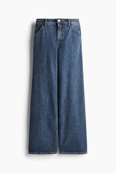 Wide-leg jeans in cotton denim with gentle stretch. High waist  zip fly with button  diagonal side pockets  and mock welt back pockets. Wide-leg Washed Blue Jeans With Pockets, Wide-leg Cotton Jeans With Welt Pockets, Luxury Cotton Wide-leg Jeans, Luxury Wide-leg Cotton Jeans, Luxury Garment-washed Wide-leg Jeans, White Wide Leg Jeans, Black Wide Leg Jeans, Wide Legged Jeans, Cotton Plant