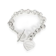 Return To Tiffany Heart Tag Toggle Bracelet In Sterling Silver Silver / Bracelet Tiffany &Amp; Co. Tiffany Bracelet Stack, Tiffany Blue Heart Bracelet, Tiffany Charm Bracelet Tiffany & Co., Silver Bangle Bracelets Tiffany & Co., Tiffany Bracelet Silver, Sterling Silver Bracelets Women Tiffany & Co., Silver Heart-shaped Bracelet With Toggle Clasp, Tiffany Bracelet, Return To Tiffany