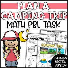 a camping trip math activity with text and pictures