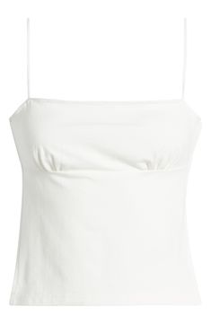 Bask in the sunshine in this soft and stretchy cotton-blend cami that lets you show off your back and adjust the fit with ease thanks to the tie closure. Square neck Adjustable straps 95% cotton, 5% spandex Machine wash, dry flat Imported Beachy Fits, Summer Store, Gameday Outfits, Cute White Tops, College Gameday, Clueless Outfits, European Girls, Rich Girl Lifestyle, Cute Bathing Suits