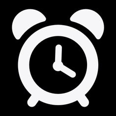 an alarm clock icon on a black background with white trimmings and the time is 11 00