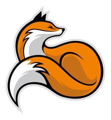 an orange fox logo on a white background