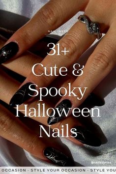 31+ Simple & Spooky Halloween Nail Designs for 2024. Looking for cute and simple Halloween nail ideas? Check out our list of 31+ spooky and adorable Halloween nail ideas! Whether you like acrylic, short, simple, square, or almond Halloween nails, we’ve got black, orange, ghost, and blood nail art ideas. Click through for more! Casual nails, fall nails, Halloween nail inspo. Almond Halloween Nails, Simple Halloween Nail, Black Almond Nails, Halloween Manicure, Fall Nail Trends, Different Nail Designs, Nail Shimmer, Smink Inspiration, Casual Nails