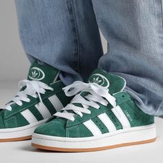 Brand New Big Kids Size+1.5=Womens Size Casual Green Adidas Skate Shoes, Casual Adidas Skate Shoes With Round Toe, Campus Addis’s, Adidas Campus Colors, Adidas Campus Green, Adidas Campus 00s Green, Adidas Sneakers Outfit, Campus Adidas, Adidas Originals Shoes