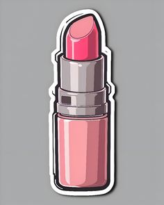 a pink lipstick sticker on a gray background