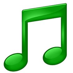 a green musical note symbol on a white background