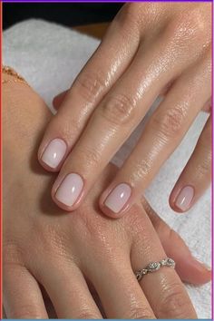 Timeless elegance in a glance: Classic Sheer Pink Short Squoval Nails - Clean, chic, and effortlessly sophisticated. // Photo Credit: Instagram @raelondonnails Short Nails Clean Girl, Ingenue Nails, Formal Nails Classy Short, Sheer Nails Gel, Sheer Manicure, Clean Girl Nails Short, Nail Ideas Squoval, Classic Short Nails, Short Squoval Acrylic Nails