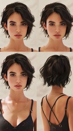 Hair Grunge Short, Short Haircut With Long Bangs, Short Hairstyle Women Edgy, Short Emo Haircuts For Women, Short Grunge Hair Pixie Cuts, Grunge Bob Haircut, Monica Short Hair, Short Hair Character Design, Alt Bob Haircut