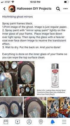 an instagram page with pictures and text describing how to use the spray bottle for halloween decorations