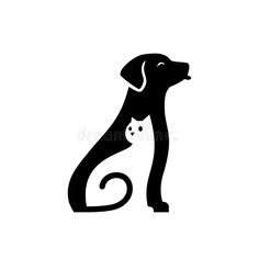 a cat and dog silhouettes on a white background royalty images for logos, emblems