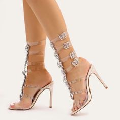 Crystal High Heels, Transparent Sandals, High Gladiator Sandals, Pencil Heels, Clear Sandals, Shoes Hack, Gladiator Heels, Bridal Heels, Wedding Shoes Heels