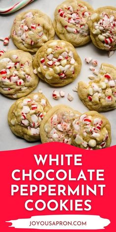 white chocolate peppermin cookies with candy canes on top