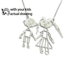 Kids drawing necklace, actual children drawing necklace, kids art necklace, mother's gift, family necklace - Ship by DHL EXPRESS Drawing Jewelry, Children Drawing, Buying Gold, Art Necklaces, Family Necklace, Kids Drawings, Kids Art, Gold Plated Necklace, Beautiful Gift Boxes