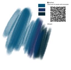 three different shades of blue and green on a white background with qr code in the bottom right corner