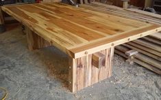 a table made out of wood in a shop