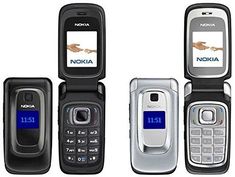 three nokia cell phones are shown side by side, one is black and the other is silver