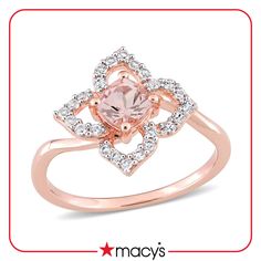 in stock Floral Ring, Watches Women Fashion, Pink Ring, Swarovski Jewelry, Gold Plated Silver, White Topaz, Morganite, Rose Gold Plates, Rose Gold Ring