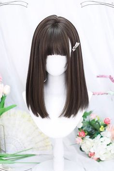 Brown Wig Aesthetic, Hair Ideas Art, Angelic Hair, Character Creation Ideas, Pastel Blue Hair, Cute Wigs, Kawaii Hair, Style Types, Adorable Homes Game