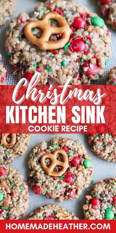 christmas kitchen sink cookie recipe with pretzels and pretzels in the middle