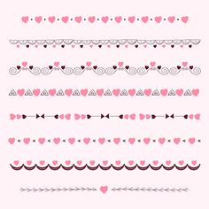 valentine's day borders and dividers with hearts on pink background stock photo - rights