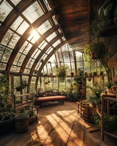 the inside of a greenhouse with lots of plants and potted plants on the floor