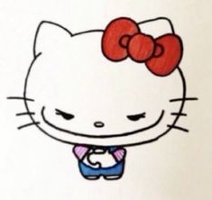 a drawing of a hello kitty with a bow on her head