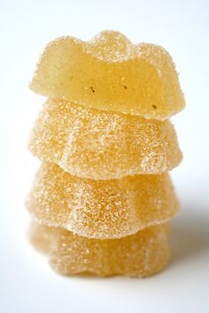 three pieces of gummy candy stacked on top of each other