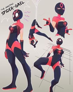 the amazing spider - gael character poses in various positions, from front to back