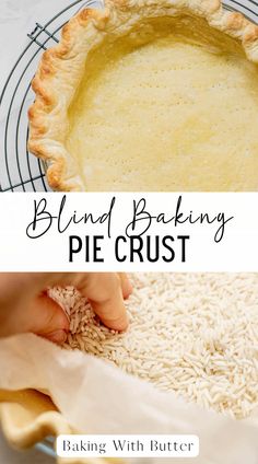 a pie crust is being made in the oven and then topped with white rice to make it