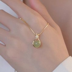 Brand New 18 Inch Yellow Gold Over Sterling Silver Teardrop Jade Necklace Jade Necklace Aesthetic, Gold Necklace Aesthetic, Gemstone Chip Necklace, Wicca Necklace, Moon Goddess Necklace, Double Horn Necklace, Necklace Aesthetic, Classy Necklace, Lion Necklace