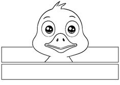 a cartoon duck with big eyes peeking out from behind a sign