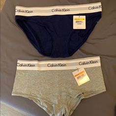 This Is A Pair Of Calvin Klein Gray And Blue Panty Set. Never Been Worn. So Cute To Wear Under Jeans Or To Walk Around In At Home. Super Comfort! The Gray Is In Size Small And The Blue Is In Size Medium. Calvin Klein Under Jeans, Calvin Klein Set, Ck One, Klein Blue, Calvin Klein Woman, Bras And Panties, Womens Calvin Klein, Blue Gray, Women's Intimates