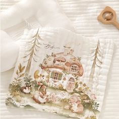 the napkins are decorated with an image of a house