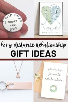 four different valentine's day gifts with the words long distance relationship gift ideas