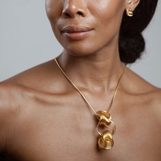 African American Model Wearing Helen Necklace - 14k Gold Plated - Iza By Silvia D’Avila one of a kind, off the runway jewelry & wearable art - handcrafted in NYC Runway Jewelry, Wearable Art, Gold Plate, Plating, Gold