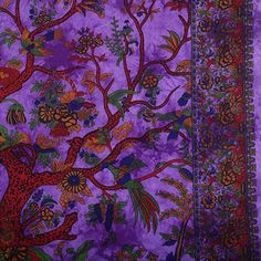 the tree of life is painted on a purple background