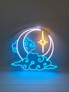 a neon sign that is on the wall