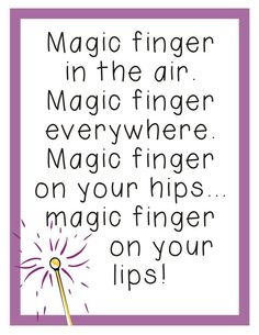 a card with the words magic finger in the air and an image of a wand